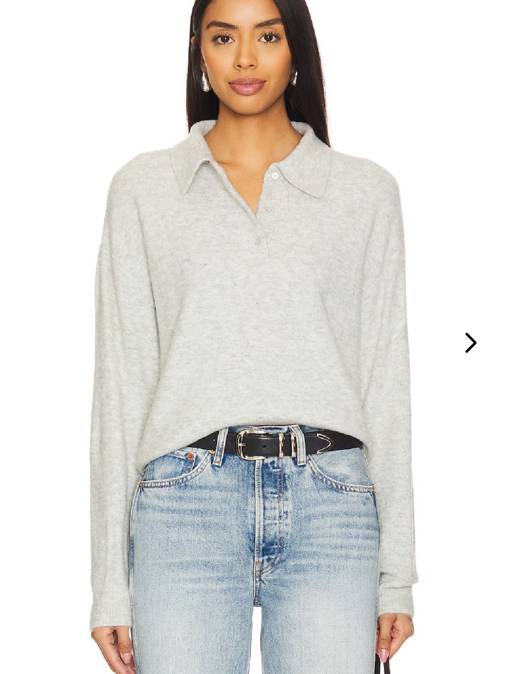 Lovers + Friends Heather Gray Collared Pullover Sweater